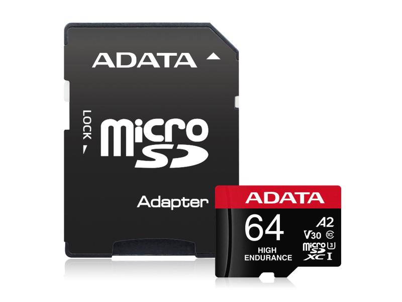 ADATA microSDXC-Karte High Endurance 64 GB SD-Karte, UHS-I U3 Class 10 V30 A2, 64 GB