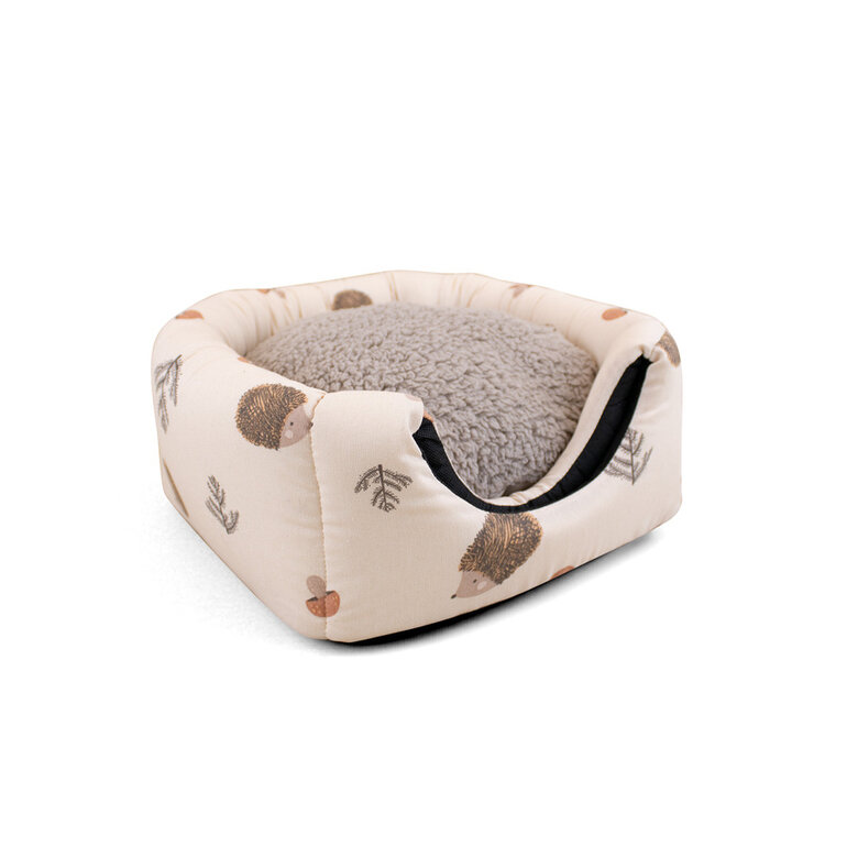 Cama em forma de caverna com estampa de ouriço Leeby para gatos