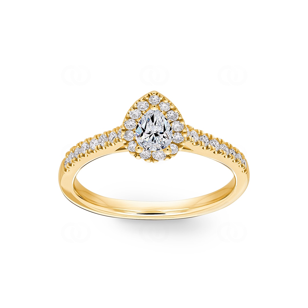 Tropfen Halo Diamantring 750/18 K Gelbgold 0.63 ct G/si