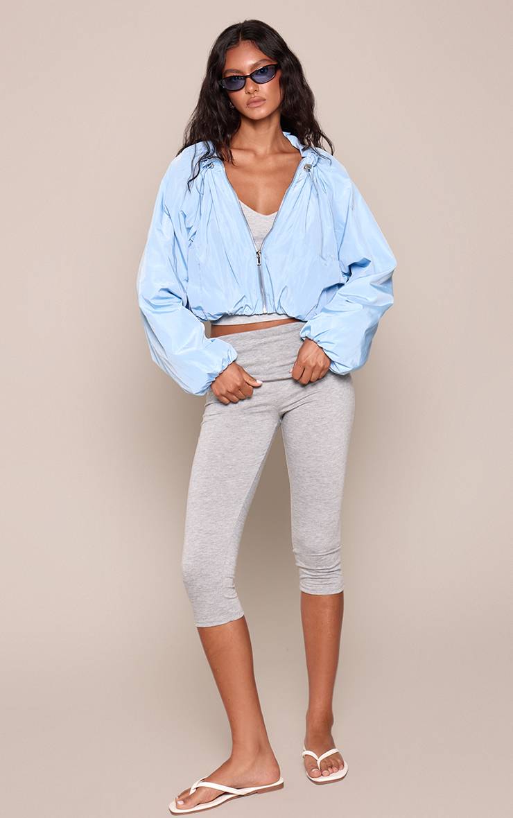 Gris Chiné Capri En Jersey À Taille Repliable