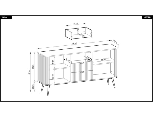 OTITEC - Commode - l.168 x h.87 x p.39 cm - vana - cachemire