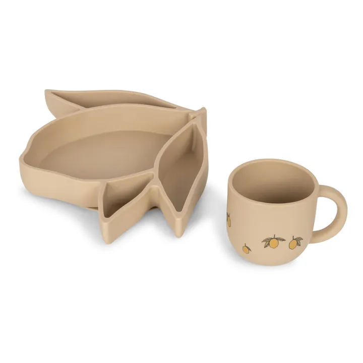 Konges Sløjd Set repas en silicone Citron | Sable