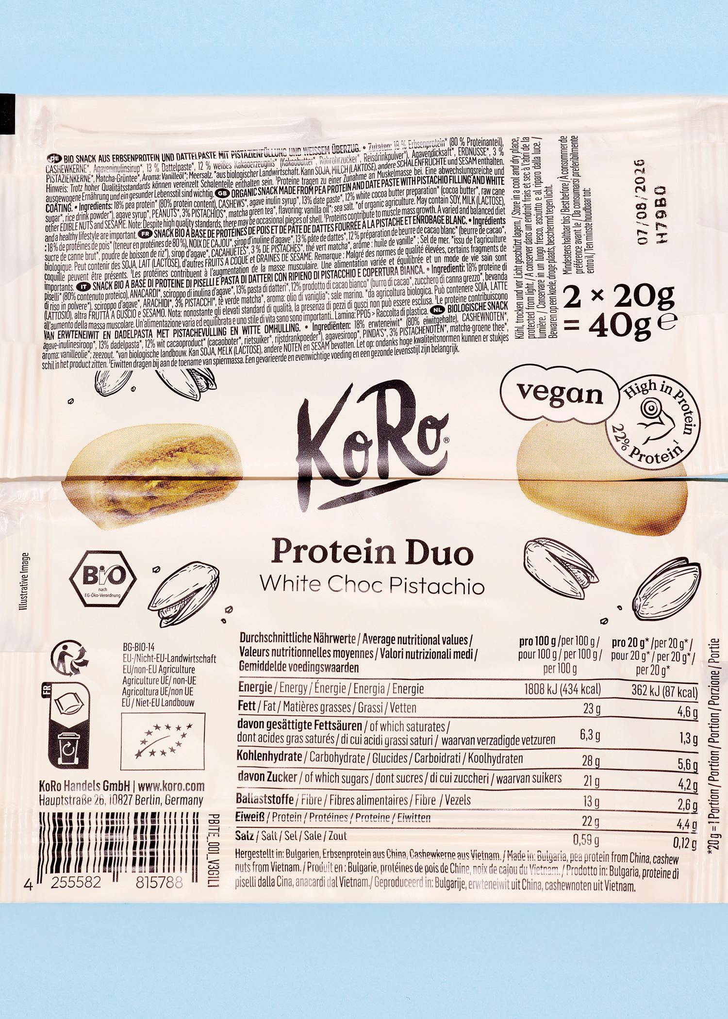 Bio Protein Duo White Choc Pistachio 2 x 20 g