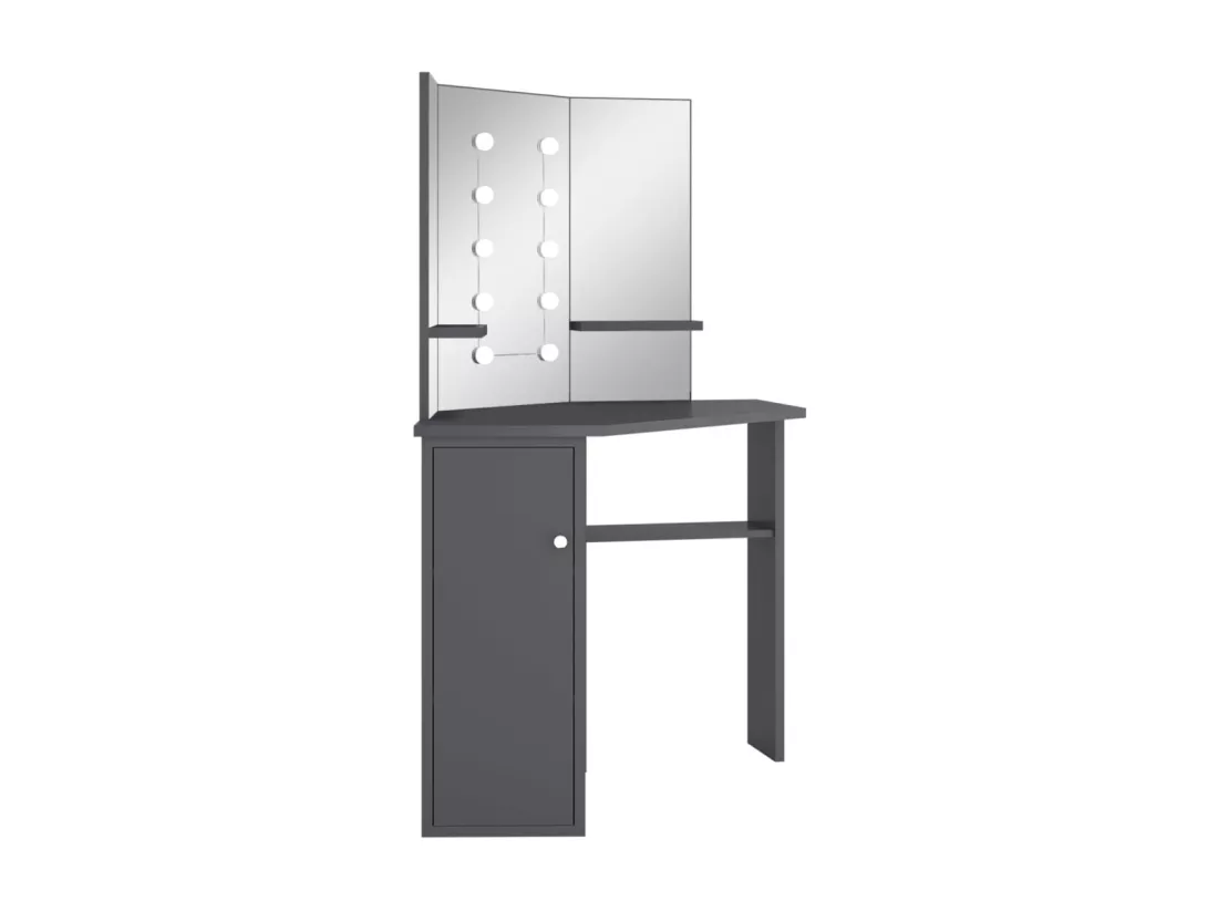 Coiffeuse d'angle avec LED Gris 111x54x141,5
