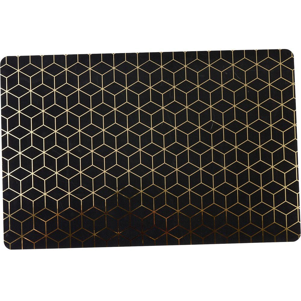 Set de table rectangulaire plastique imprimé géométrique noir doré
