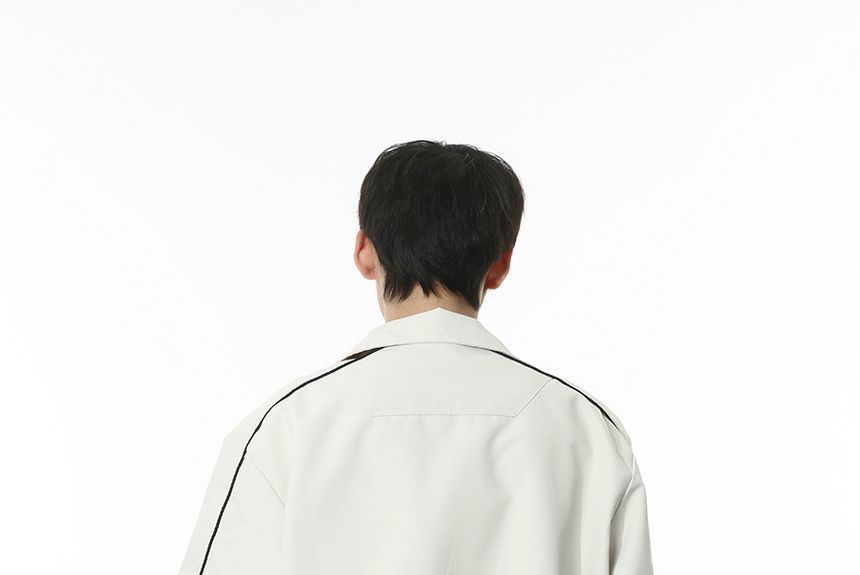 FAERIS - Gestreept jack met rits / Wijde broek met middelhoge taille
