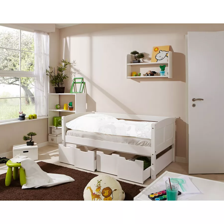 TiCAA Himmelbett Mini mit 4 Schubladen Stern Rosa