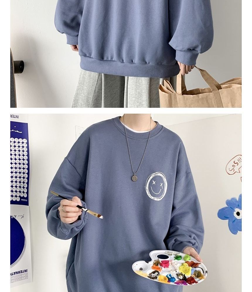 Sinlarity - Sweatshirt met ronde hals en smileyprint