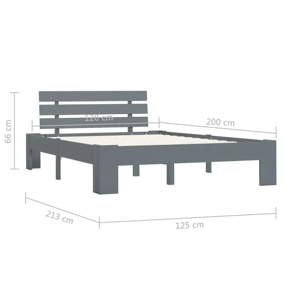 vidaXL - Bed frame met hoofdbord - Grijs - Massief grenenhout - 120x200 cm