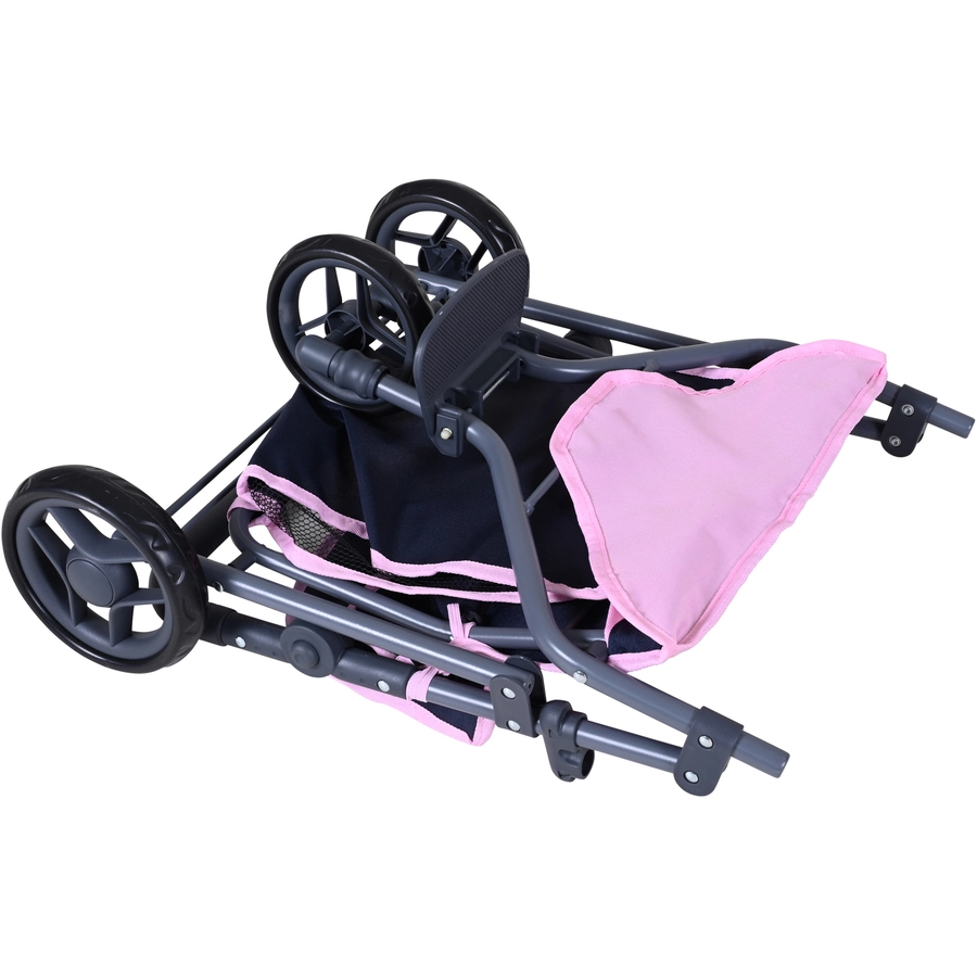 knorr toys® Zwillingspuppenwagen Duo - Navy pink bear blau