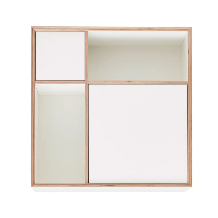 Müller Small Living - Vertiko Ply Sideboard Three, Fronten CPL reinweiss (RAL 9010) / Birkenschichtholzkante
