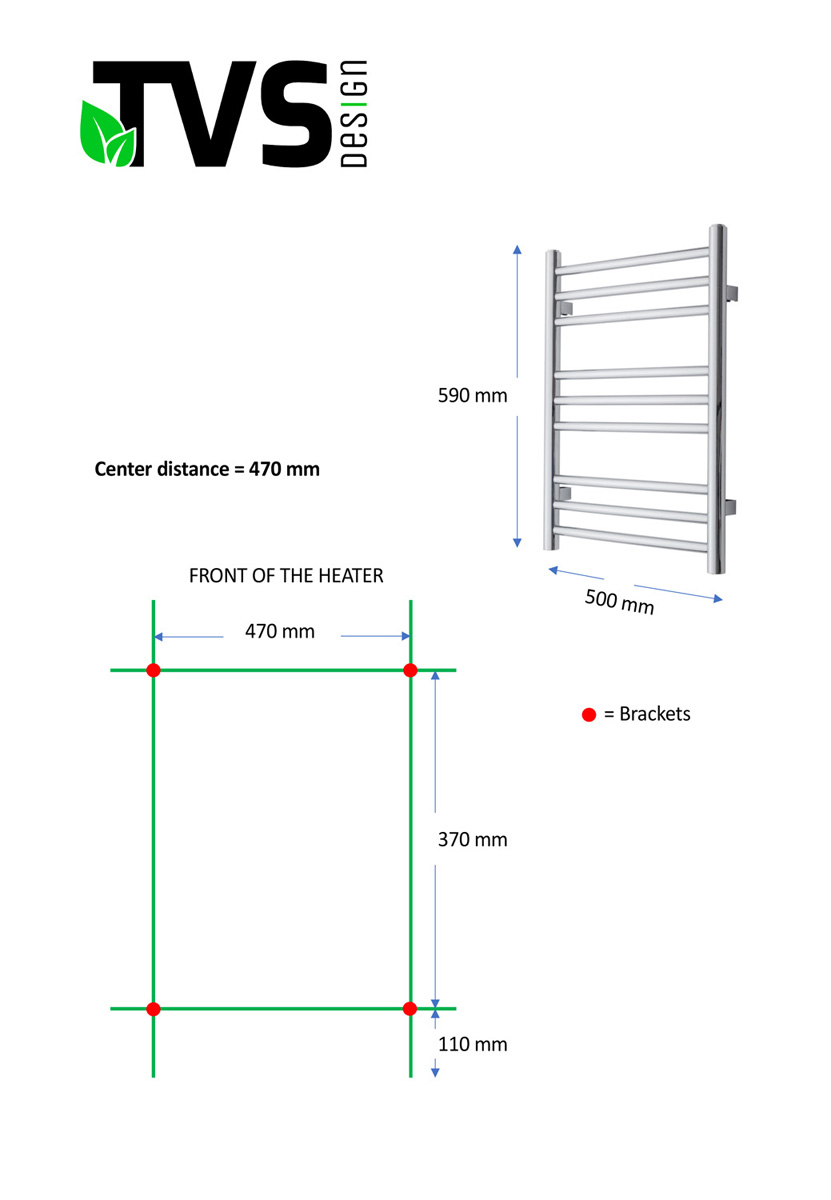 TVS Design Pivo handdoekradiator wit 135W 59x50cm