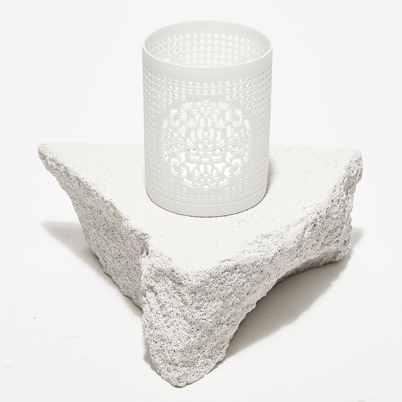 Pomax Photophore en Porcelaine Sweet blanc - D.7.5xH.9.2 cm