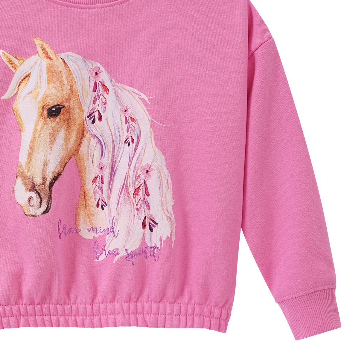 Yigga Mädchen Sweatshirt mit Pferde-Motiv pink