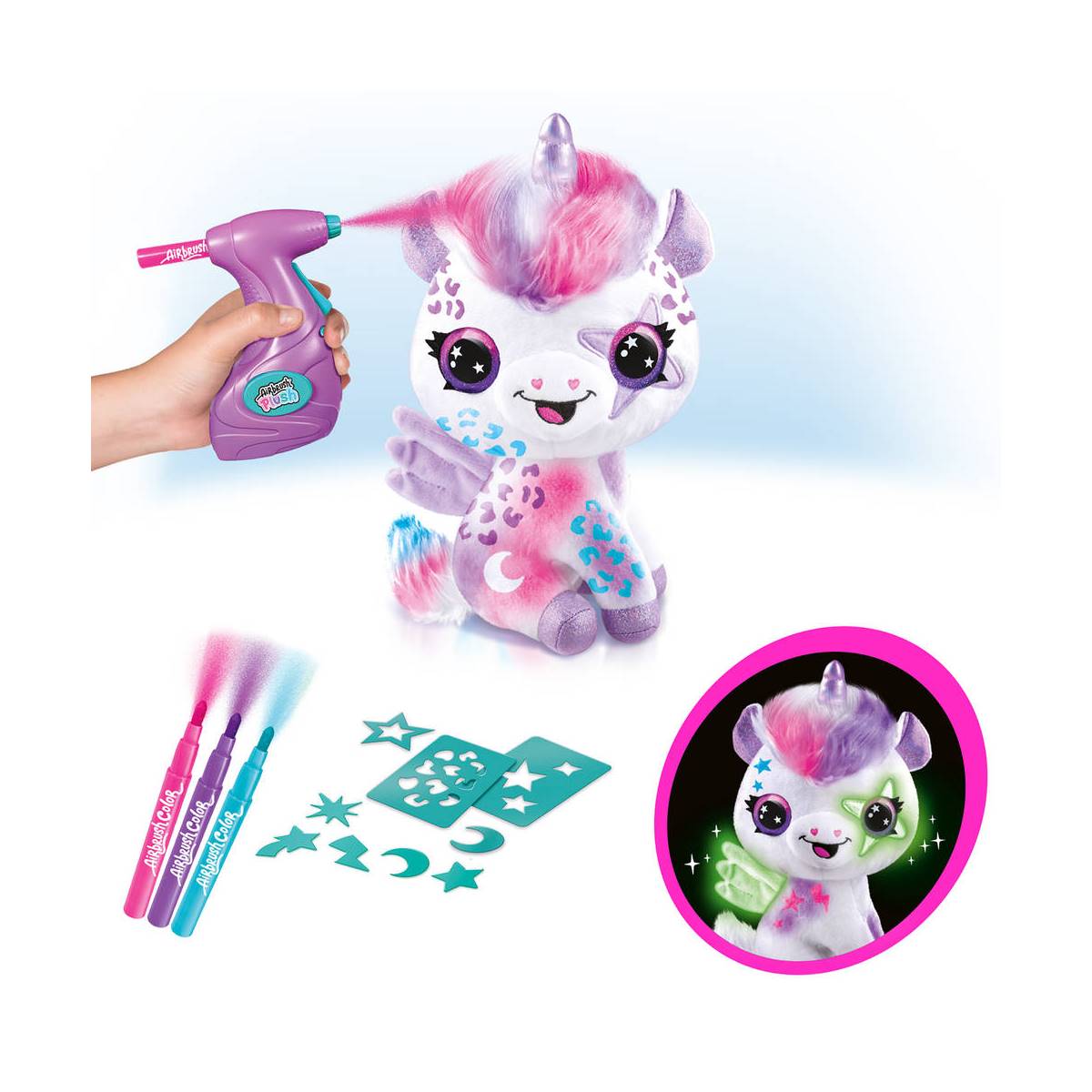 Airbrush ma peluche licorne phosphorescente