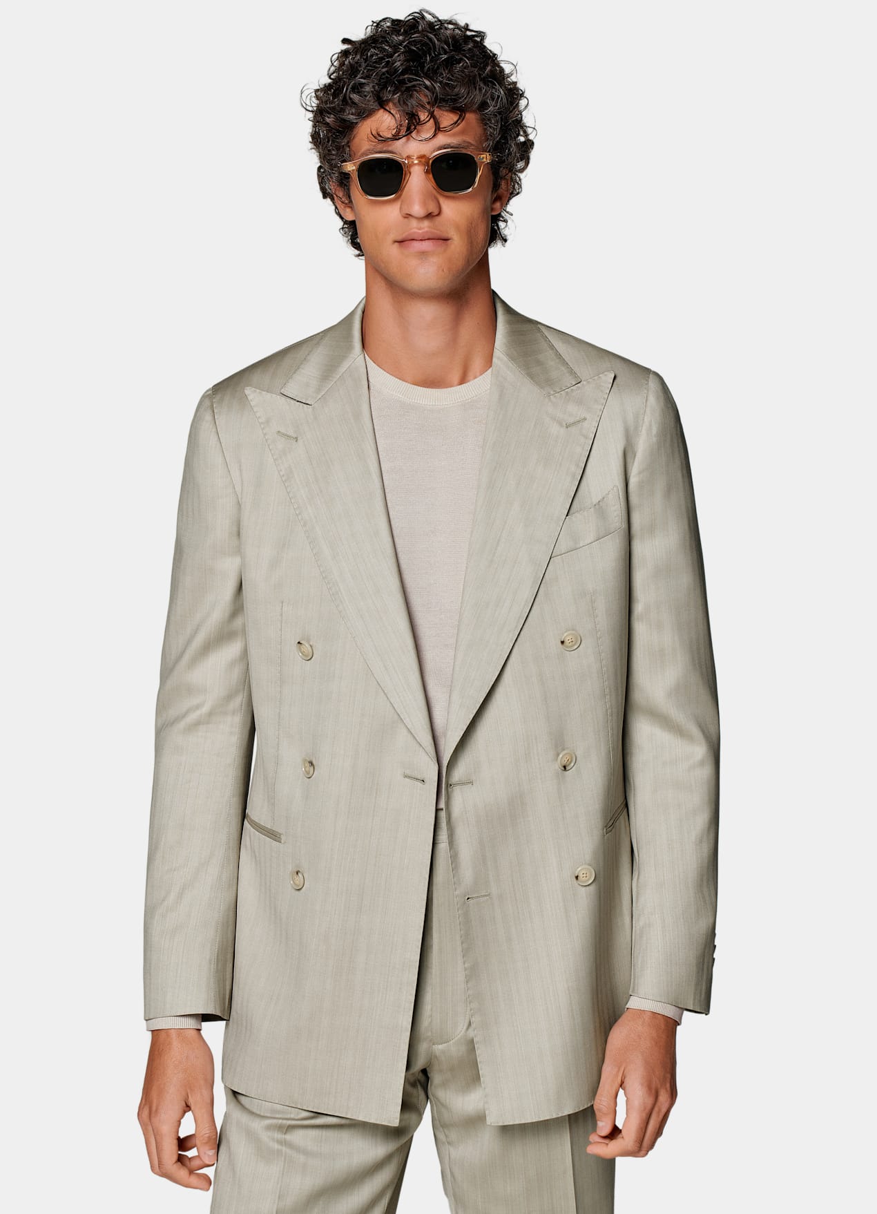Costume Havana coupe Tailored sable à chevrons