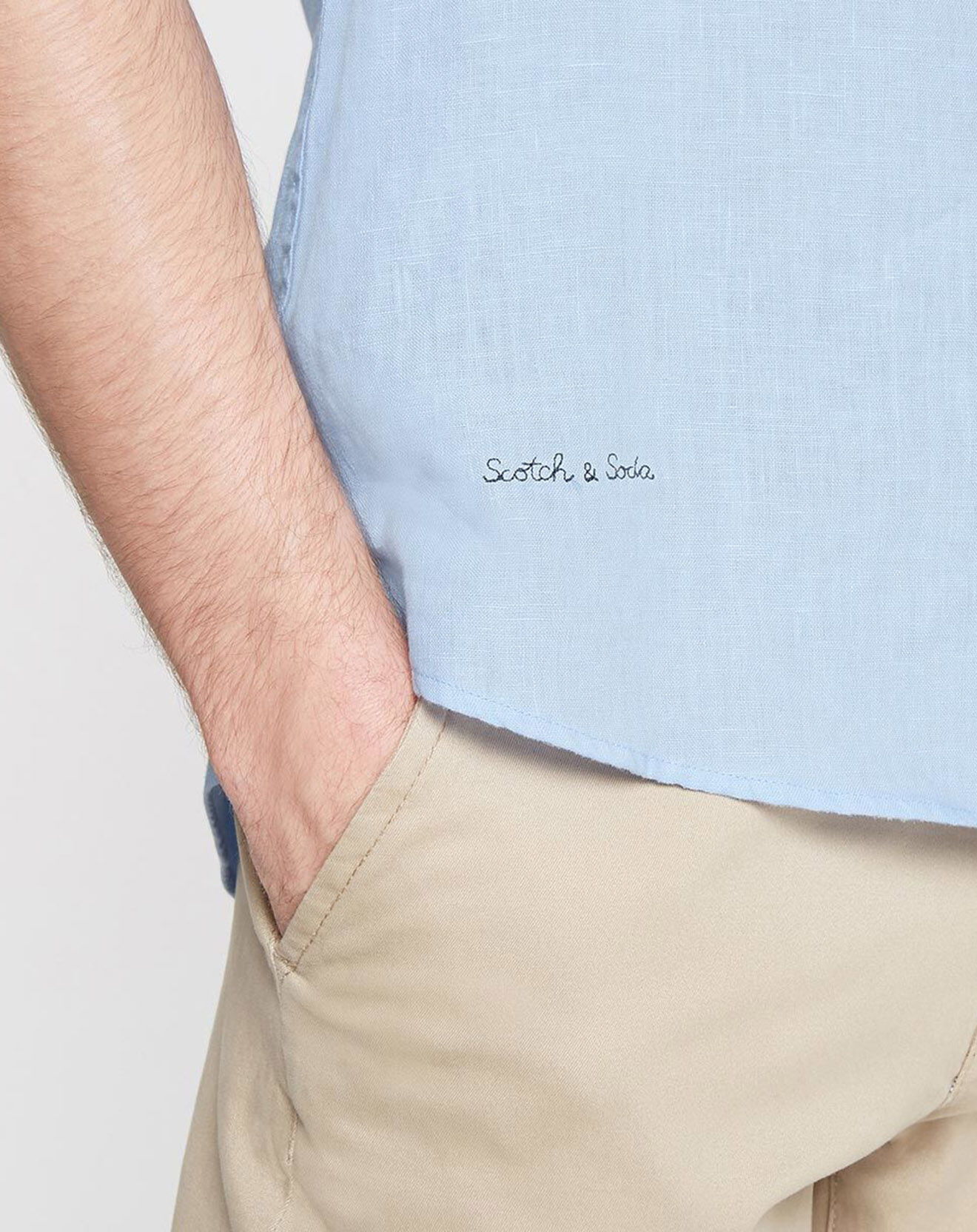 Scotch & Soda Chemise 100% Lin Regular Fit bleu ciel