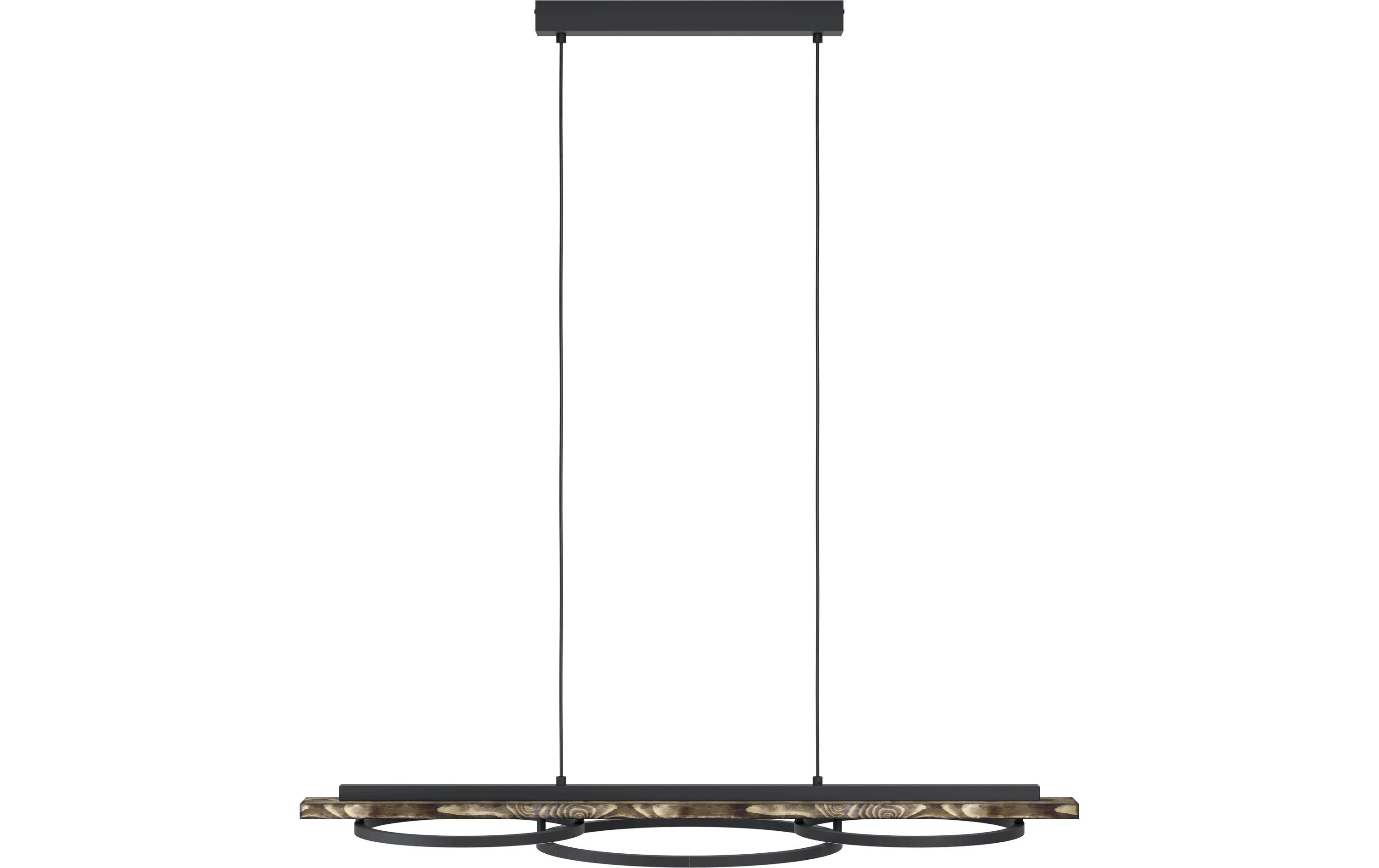 LED-Pendelleuchte BOYAL LED 2 x 12.5W 3000K Braun<br>Moderne LED-Hängeleuchte aus geflammtem Pinienholz und Metall mit Textilkabeln