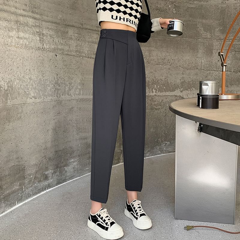 OGAWA - Hoge taille effen cropped pantalon