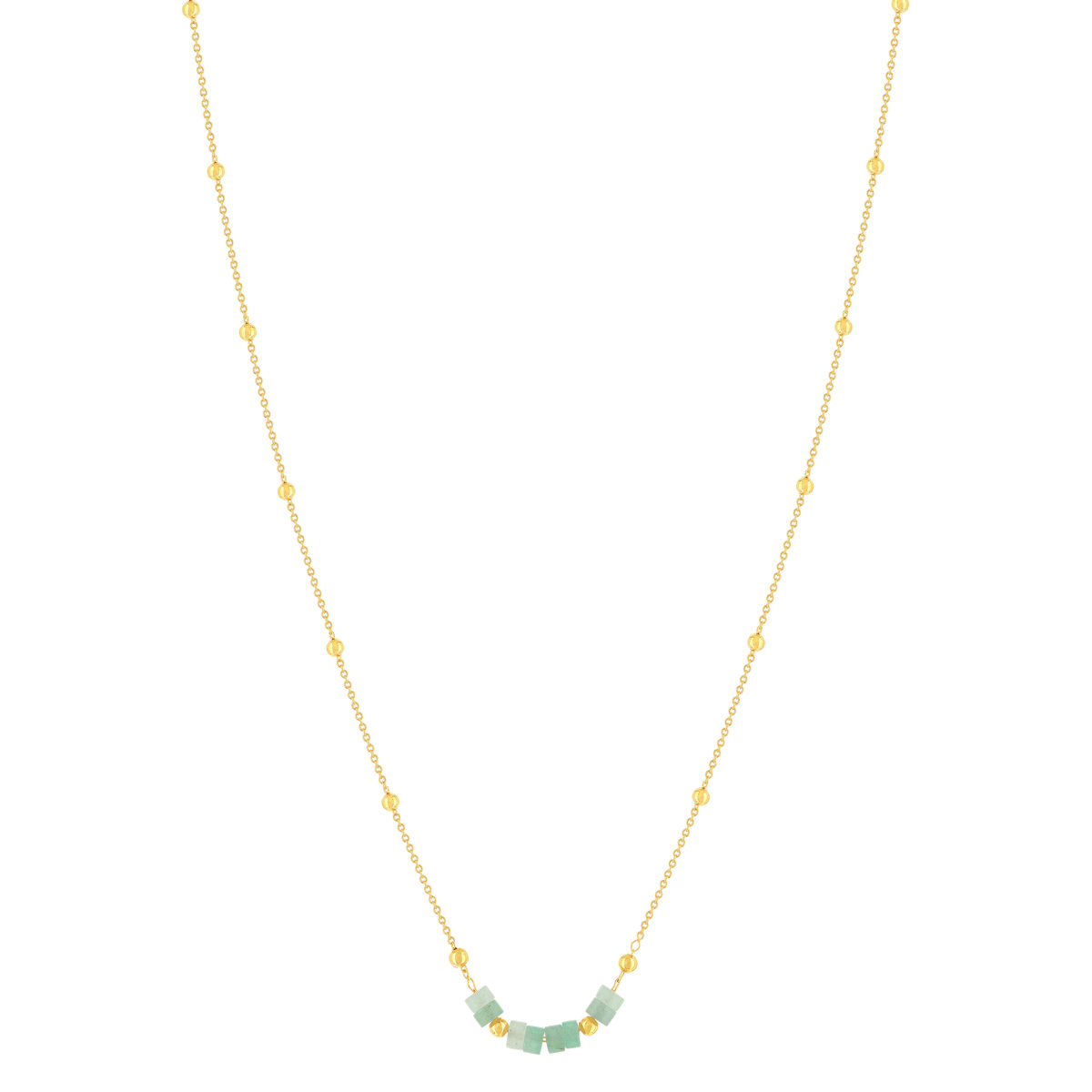 Collier plaqué or jaune quartzites verts 42 à 47 cm