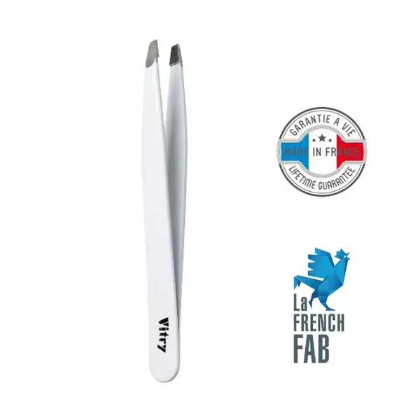 Pinça profissional Vitry com mandíbulas angulares, aço inoxidável branco