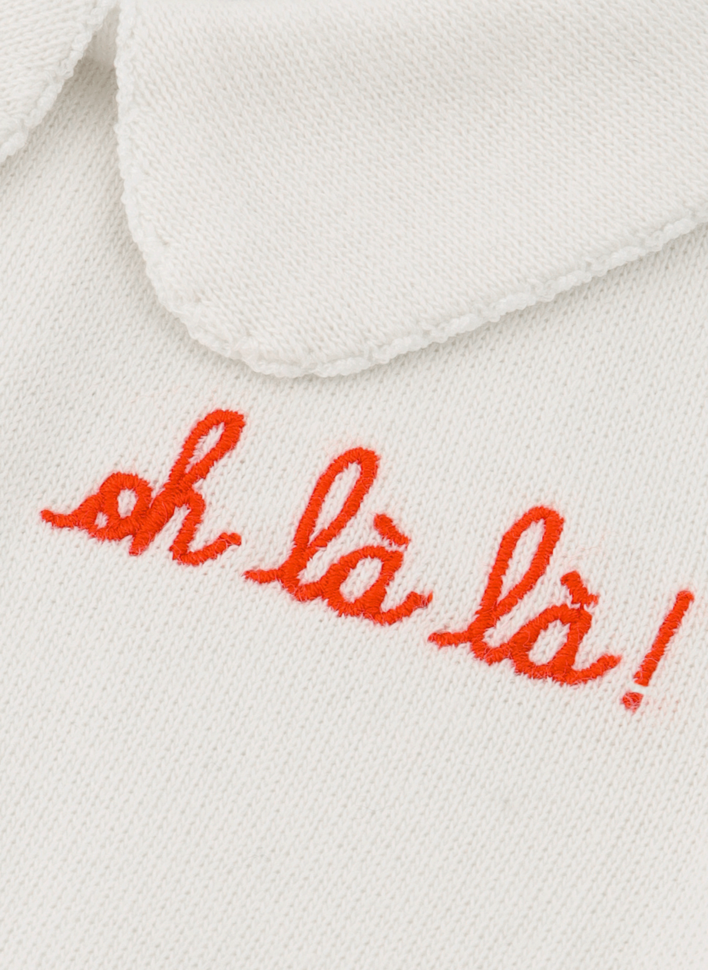 BLOMET OH LA LA! - Body col claudine brodé oh là là en coton bio| Blanc