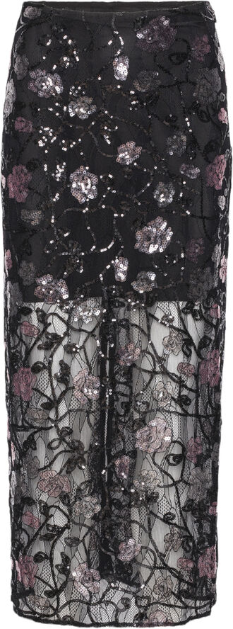 ROTATE Birger Christensen LACE MIDI SKIRT Black