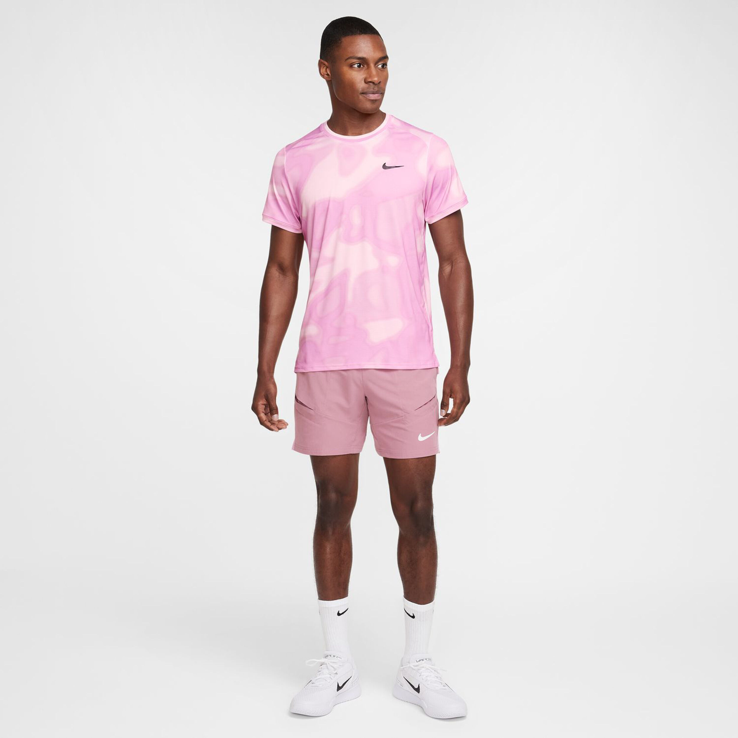 Nike Court Dri-Fit Advantage Print T-shirt Hommes - Rosé