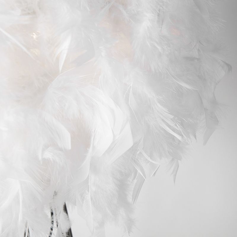 Landelijke vloerlamp staal met wit - Feather