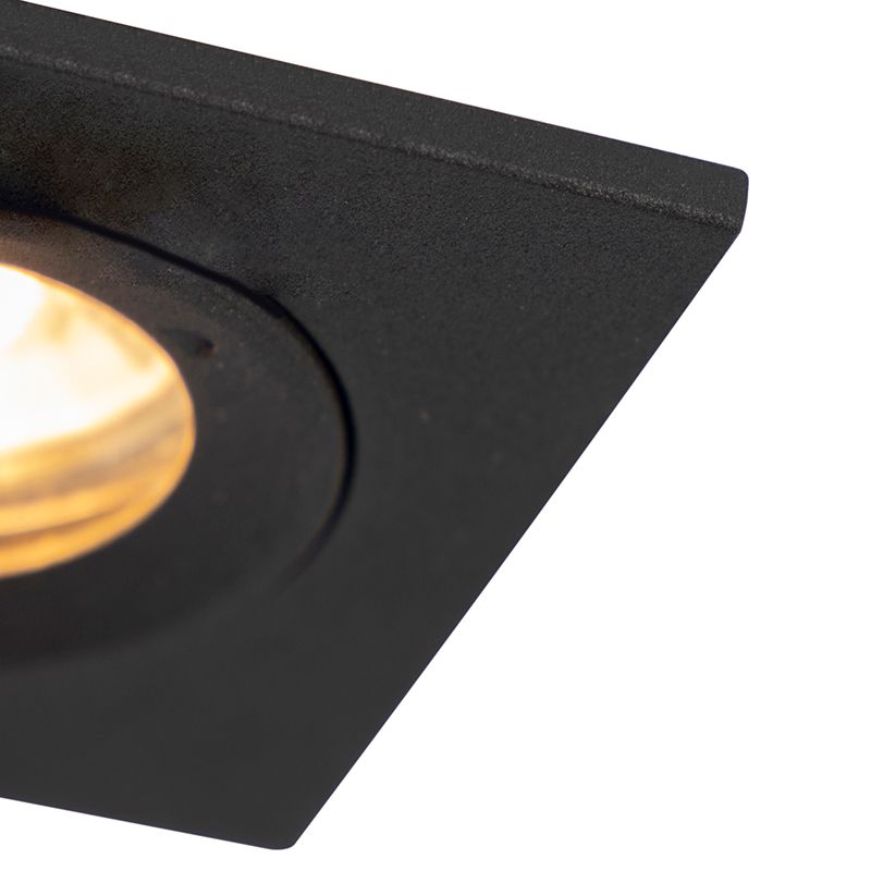 Moderne inbouwspot zwart vierkant IP44 - Xena