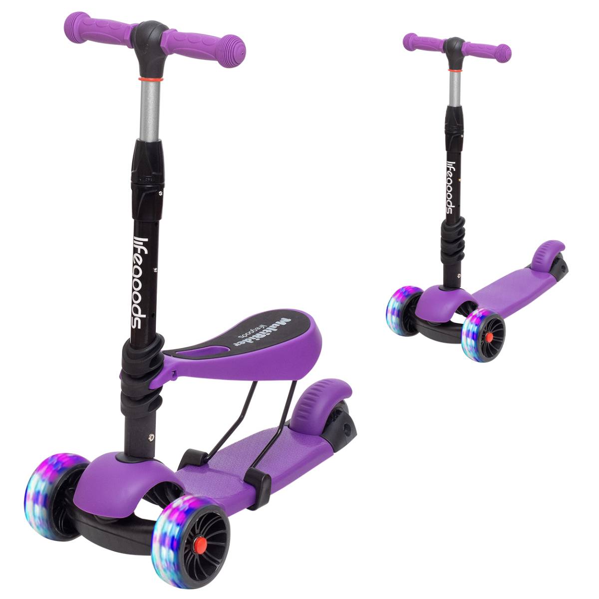 LifeGoods MultiRider kinderstep met zitje - Purple
