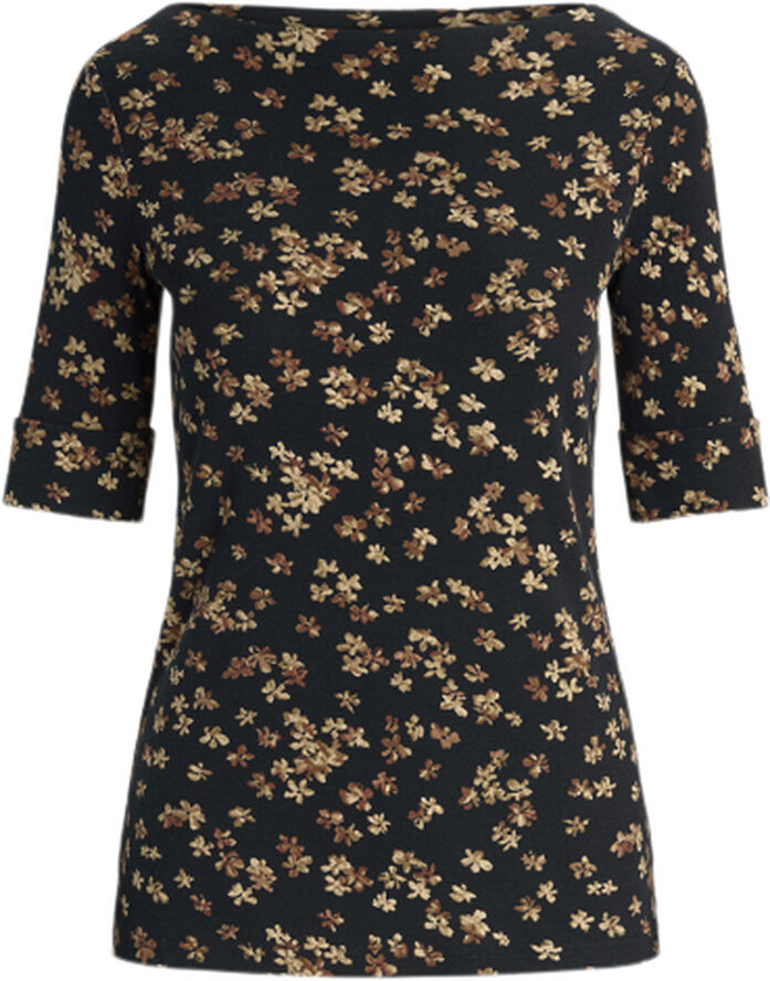 Lauren Ralph Lauren Floral Cotton Boatneck Tee Navy