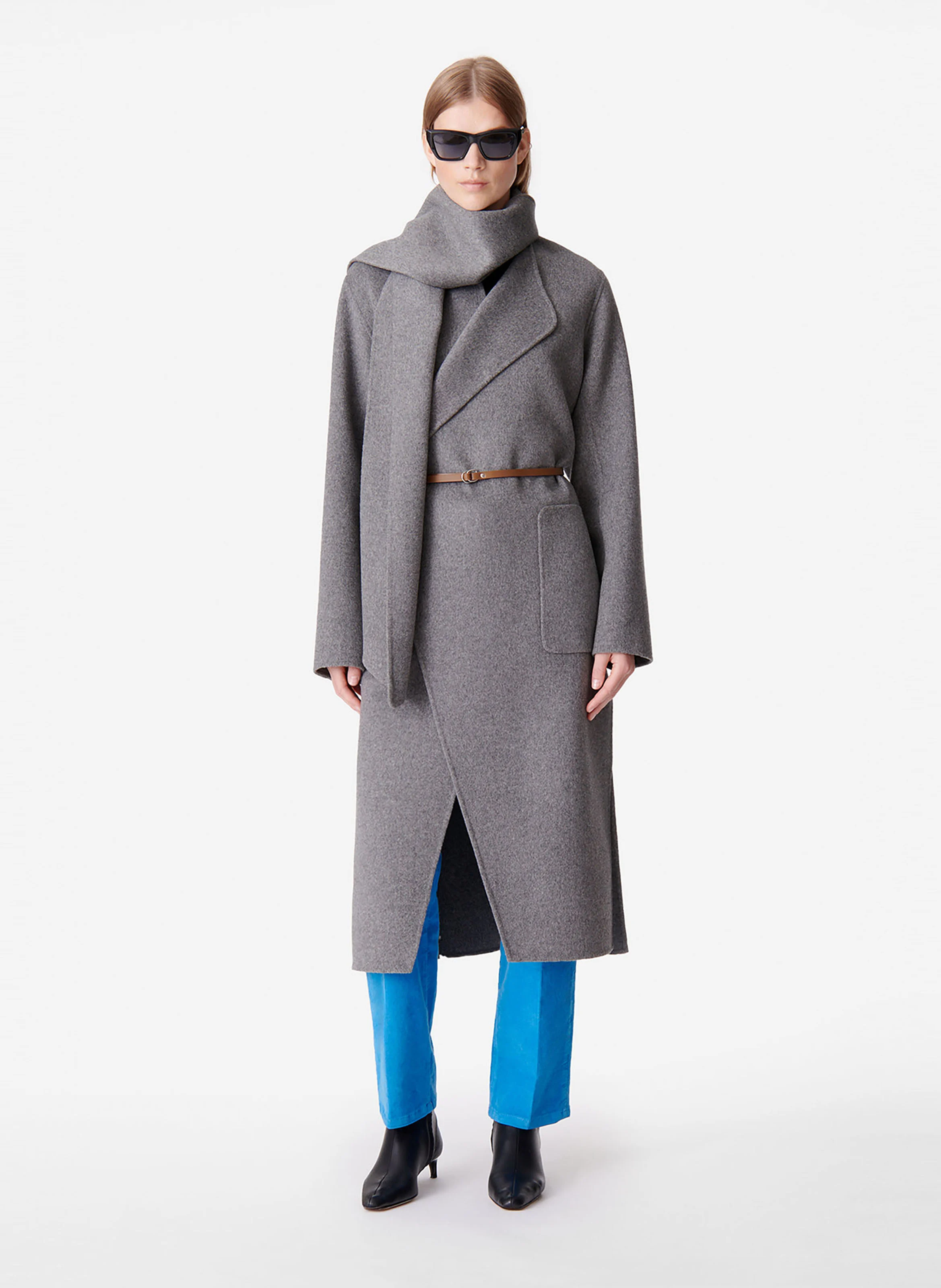 VALERAN - Manteau long en laine mélangée | Gris