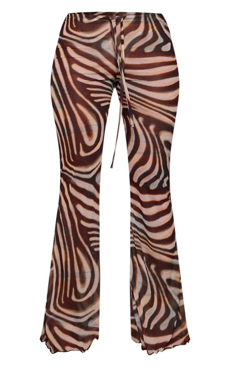 Zèbre Pantalon Évasé Petite En Mousseline Imprimée Avec Taille Cordon Coulissant