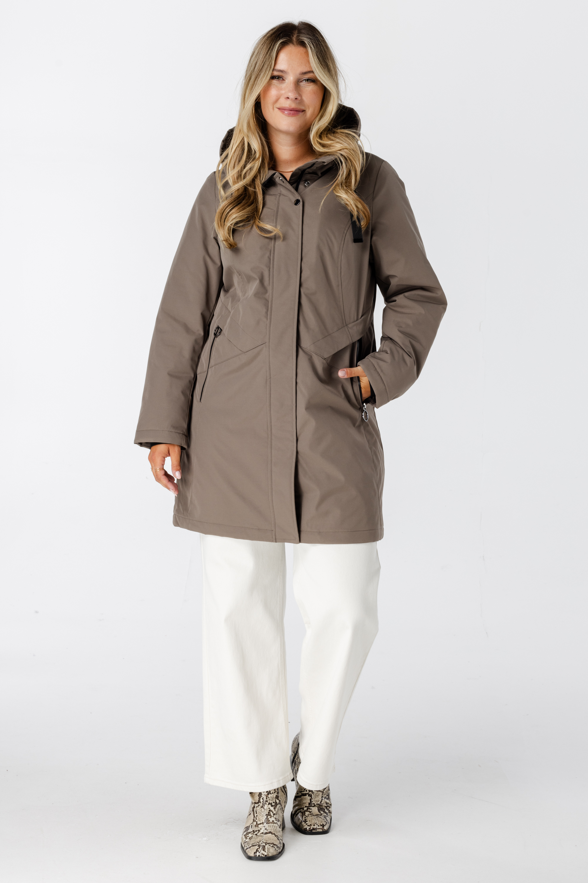 Water afstotende jas met capuchon Taupe