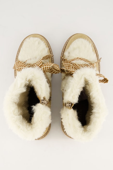Lederboots, Veloursleder, Teddyfleece, Weite H
