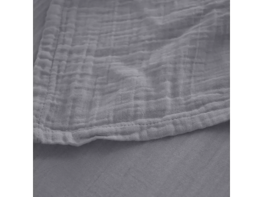 Drap plat 270x300 cm mousseline de coton collection MILOS gris cendre