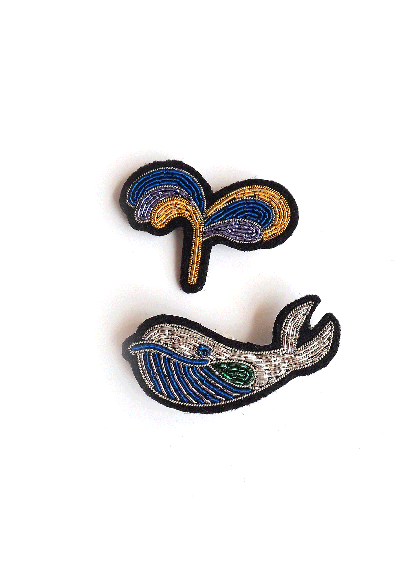 Broche brodée Baleine