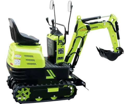 Minigraafmachine Zipper ZI-MBGS600 inclusief palletvorken, hark, slotenbak en bakdeksel, 4,36 kN uitbreekkrachtarm of 8 kN uitbreekkrachtbak, spoorbreedte 690 mm