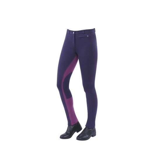 Calças de montaria infantis de alta visibilidade para jovens, grafite/roxo