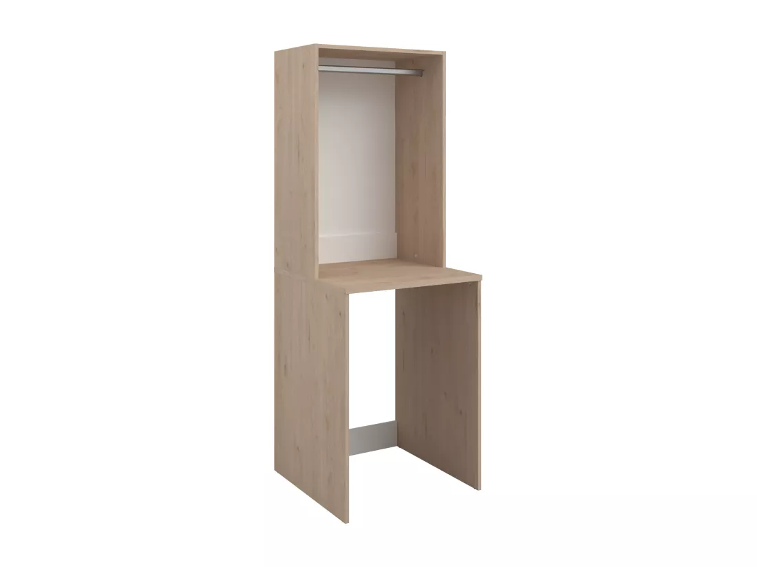Meuble pour 2 machines à laver avec penderie et étagères - Naturel clair - H184 x L128 cm - ERKANO