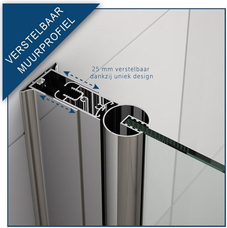 Zircon - EC-1209013 - Douchecabine - Chroom - 120x90 cm - Draaideur - Helder Glas