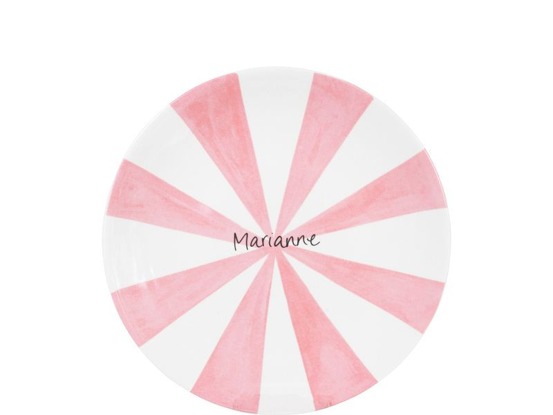 Taartbord  ø18cm Roze Strepen