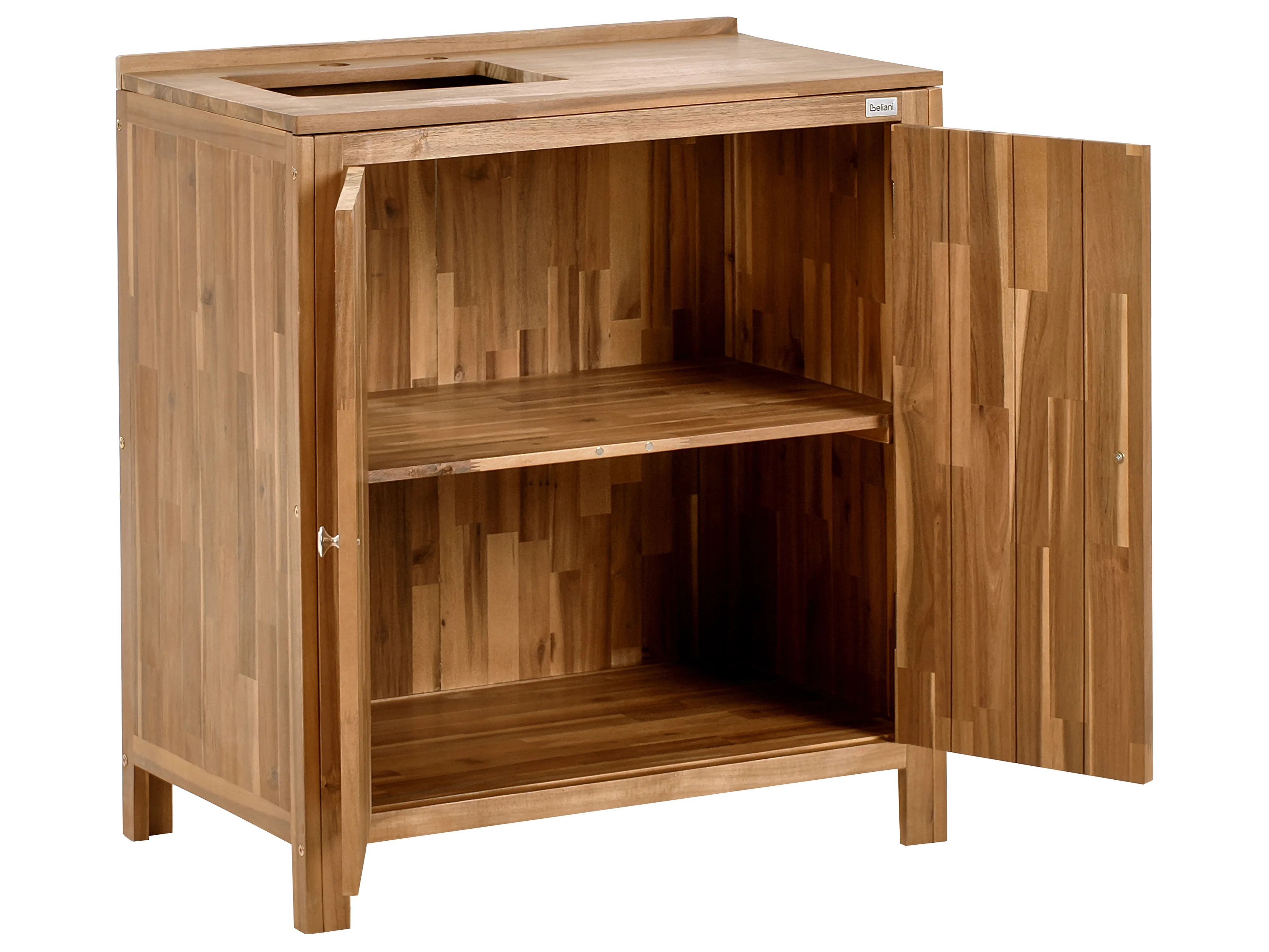 Tuin keukenkast met spoelbak VENOSA Acaciahout Bruin/zilver