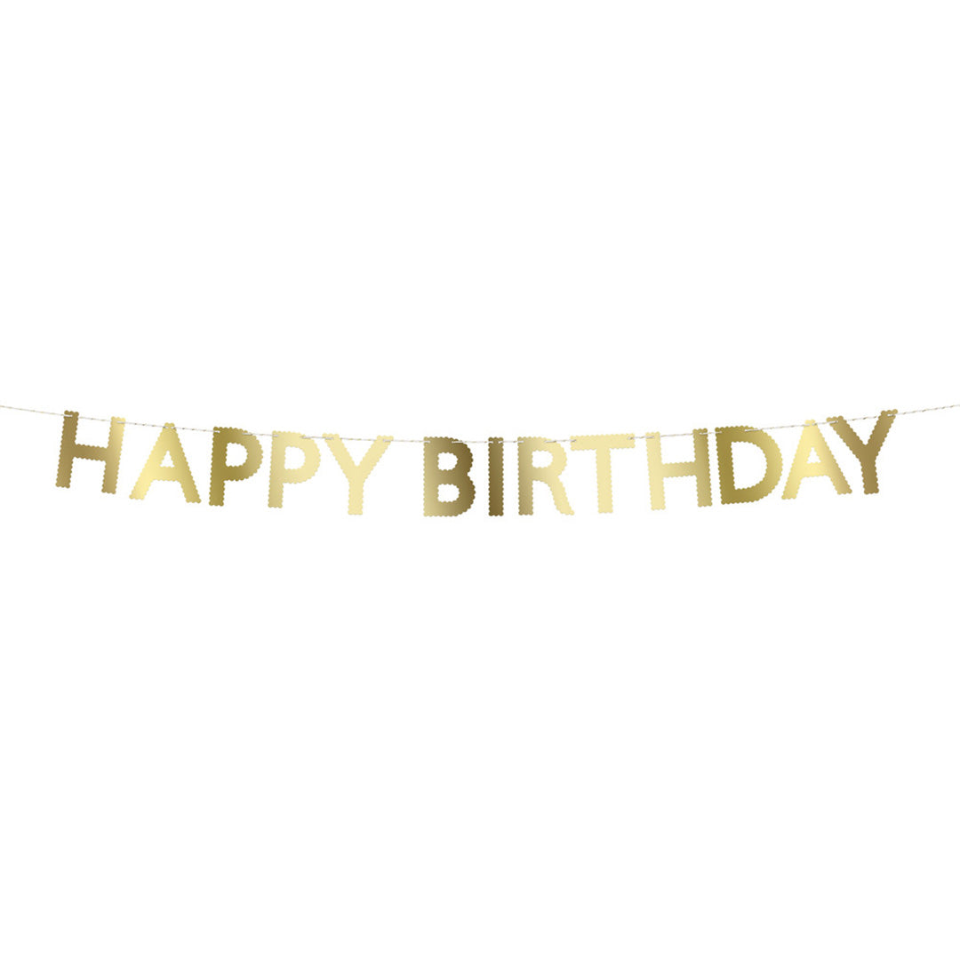 Meri meri slinger happy birthday - goud
