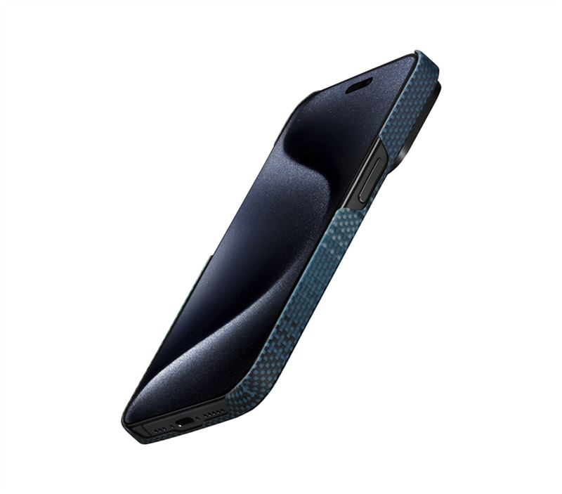iPhone 15 Pro MagEZ 5 Fushion Weaving MagSafe Aramid Schutzhülle (KI1501MO) - Moonrise (Blau / Schwarz)