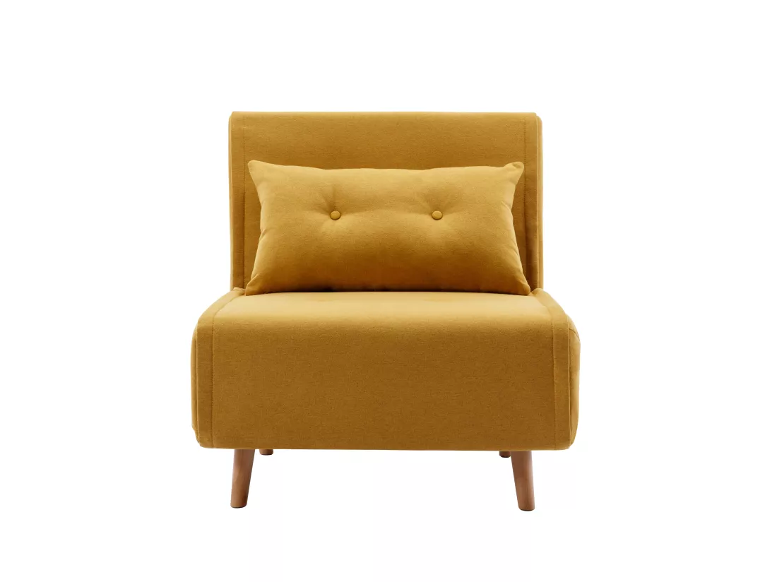 Fauteuil convertible en tissu jaune moutarde URIBIA