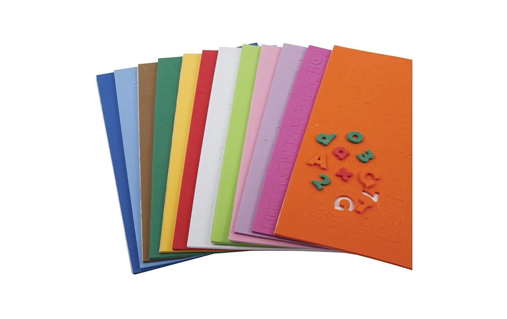 Moosgummi-Set 20 mm 24 Stück, MehrfarbigBuchstaben & Zahlen aus Moosgummi