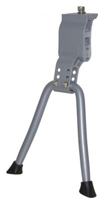 BEQUILLE VELO DOUBLE CENTRALE 24-28  RENFORCE REGLABLE ALU ARGENT