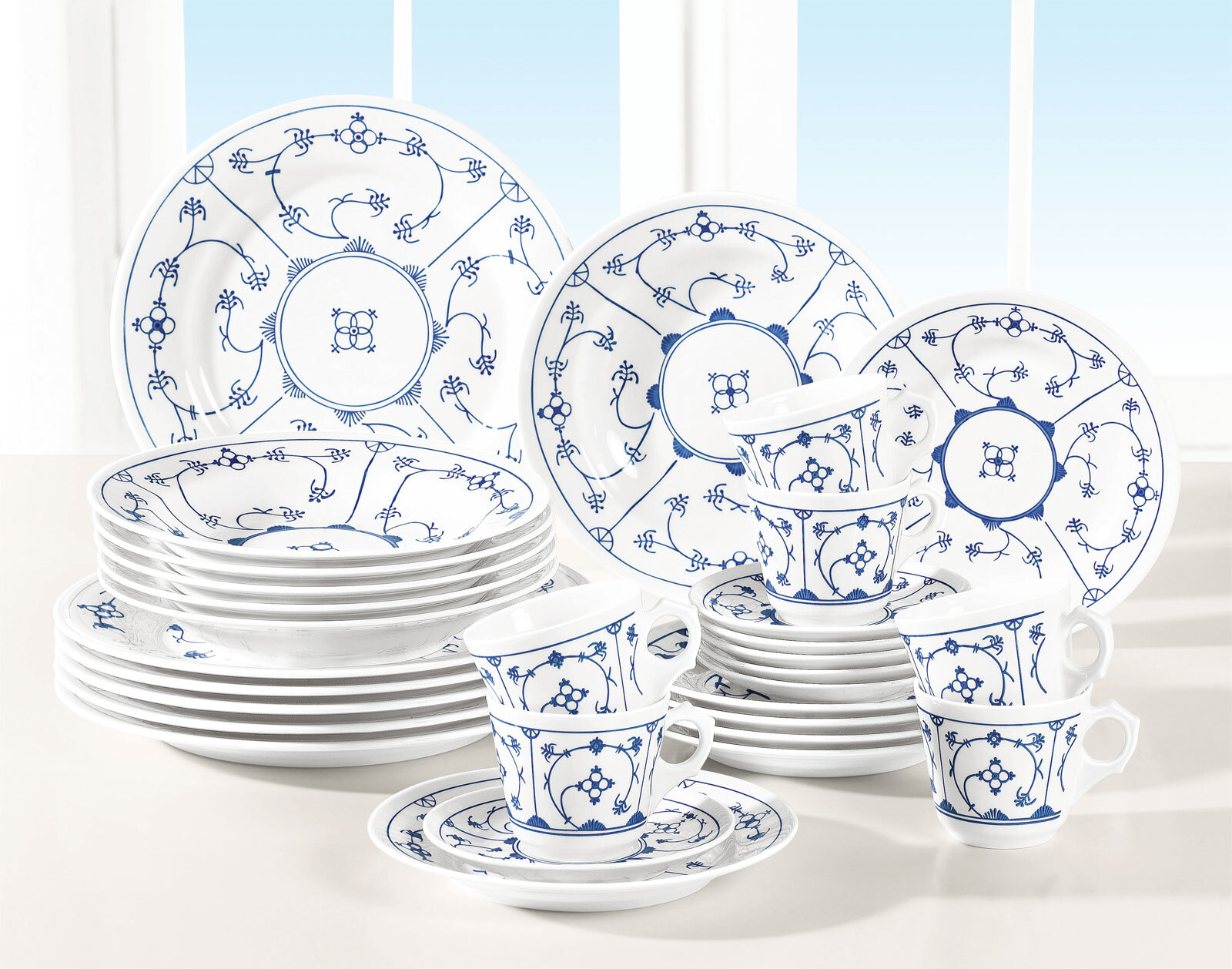KAHLA Speiseteller TRADITION Blau Saks 6er Set Porzellan weiß/blau